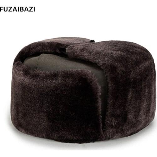 FUZAIBAZI Fashion Autumn Winter New Earmuffs Hat Men Thicken Plus Velvet Bomber Cap Riding Leisure Ski Hats Gorras