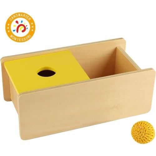 Montessori Kids Toy High-Quality Wood Imbucare Box w/ Knit BallPreschool Training