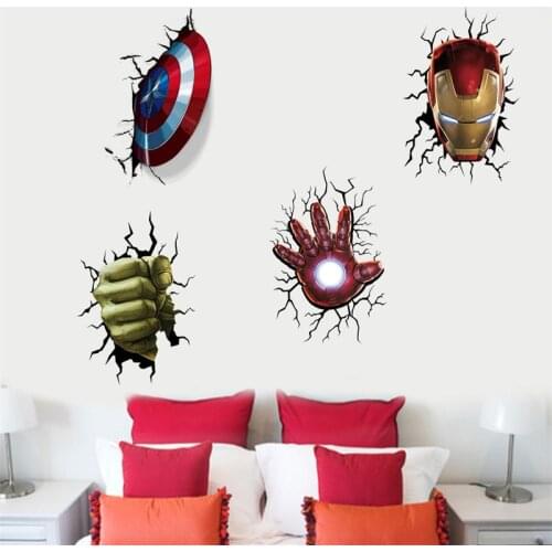 Cartoon Broken Avenger Wall Stickers For Kids Room Children Bedroom Decor Home Movie Mural Boys room decor
