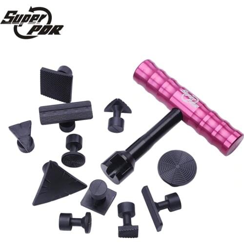 Super PDR Tools Dent Puller Kit Paintless Dent Repair Tools Dent Removal Mini Hand Lifter Small Red T-Bar Hand Tool Set 13pcs