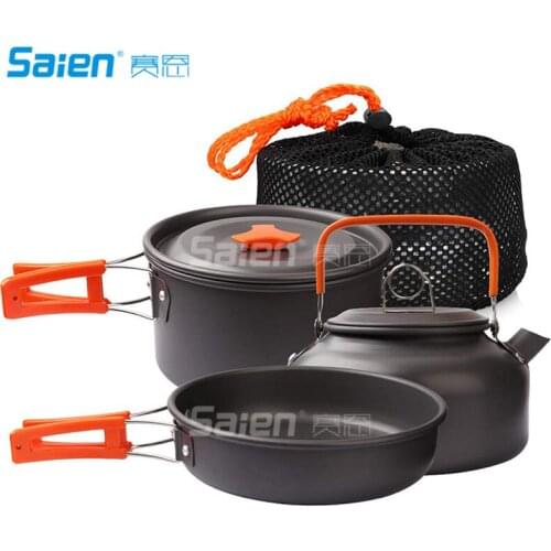 Camping Cookware and Pot Set 3 Piece Set For Camping / Backpacking / Hiking / Trekking