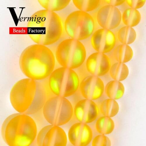 Natural Matte Yellow Austrian Crystal Stone Round for Jewelry Making 6-12mm Beads Diy Bracelet Necklace Accessories Wholesale
