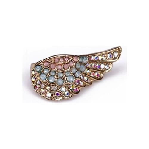 New Hot fashion new Temperament colored stone diamante angel wings Ring