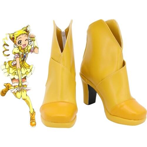 Pretty Cure Kasugano Urara Cosplay Boots Yellow Shoes High Heel Boots Custom Made