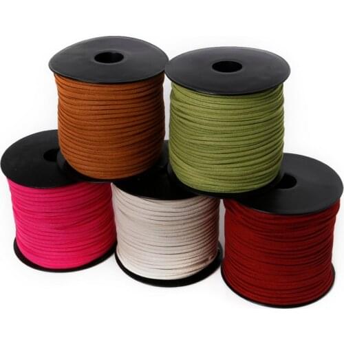 New Arrival 19 Colors 3mm x1.5mm Faux Suede Thread Cord Leather Lace For Clothes Shoes Jewelry Making Findings 100 yards/roll
