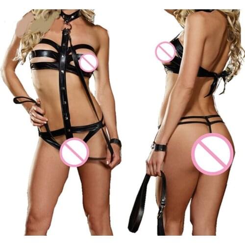 Sexy Womens Bodysuit Sexy Clubwear Underwear Womens Black Faux Leather Sexy Solid Bodysuit