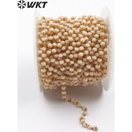 WT-RBC042 Wholesale Special Design New Arrival For Neckalce Chain Jewelry white Beads Chain Rosary Necklace Chain for jewelry