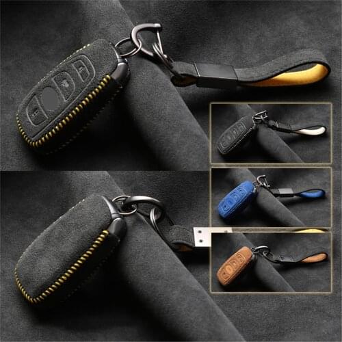Suede Leather Car Remote Key Case Cover Shell Keychain Protector Holder Fit For Subaru BRZ Forester Legacy WRX XV Accessories