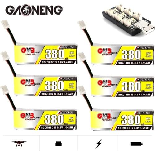 Gaoneng GNB 380mAh 1S 4.35V 90C/180C HV Lipo battery Charger Set With PH2.0 Plug For Tinyhawk Nanohawk FPV 4 axis UAV RC Drone