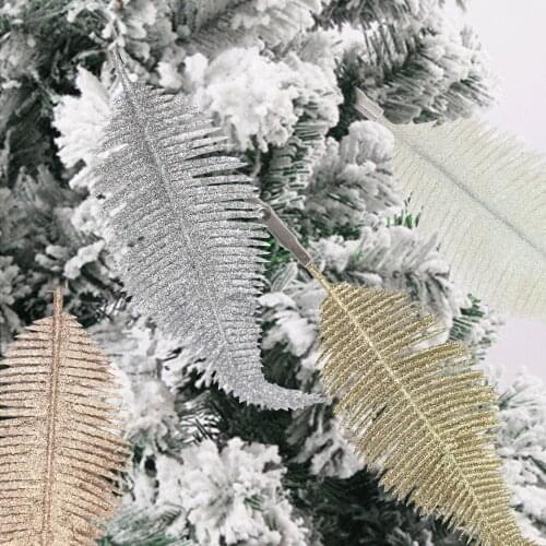 Gliter Feather Clip 22cm Christmas Tree Decoration Clip On Feather Glittery Baubles Ornament