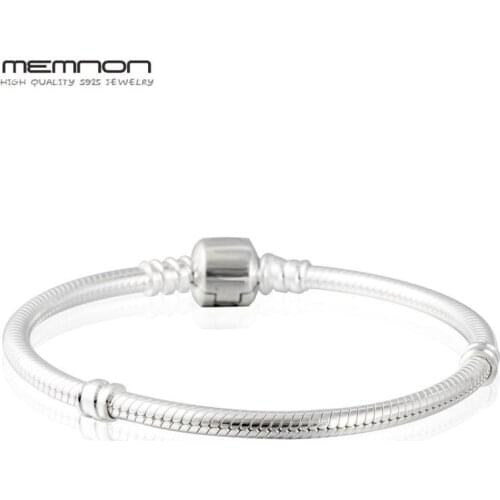 Memnon 925 Sterling Silver Snake Chain European charms Bracelets with Clasp For women DIY fit Charms bead fine jewelry YL001