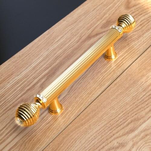 128mm golden Top quality solid fashion deluxe villa furniture decoration handles rhinestone wardrobe wine cabinet cupboard pulls