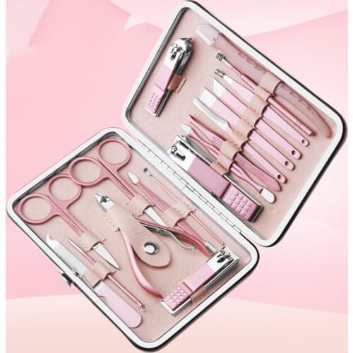 18PCS/Set Manicure Pedicure Kit Portable Manicure Nail Clipper Tool Set Stainless Steel Nail Grooming Clippers