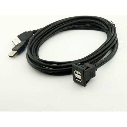 1x 3FT/6FT Car Dashboard Flush Mount Dual USB 2.0 A Socket Extension Lead Panel Connector Cable Cord
