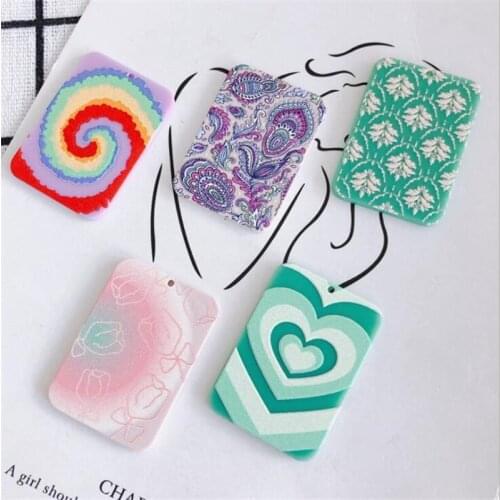20pcs/lot new creative acrylic square pattern charms connectors for diy earrings ornament pendant jewelry accessories material