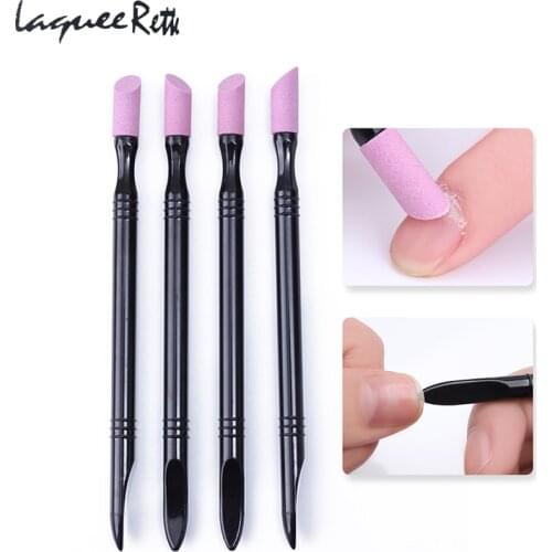 4Pcs/Lot Durable Stone Scrub Pen Cuticle Remover Pusher Trimmer Dead Skin Remover Black Manicure Professional Nail Art Care Tool
