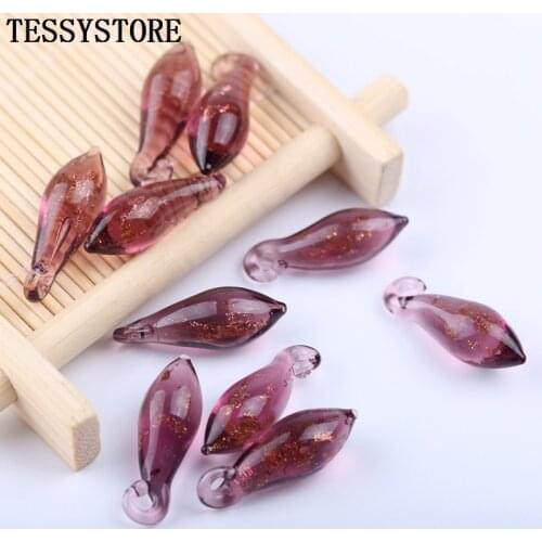 5pcs Transparent Water Drops Lampwork Beads Pendant Golden Starry Inside Glass Beads For Jewelry Making Necklace Accessories