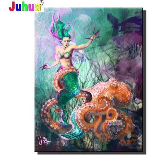 New DIY Diamond Painting Octopus Fairy mosaic cross stitch"Cartoon Girl" 3D Embroidery diamond Full Round / Square Drill