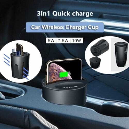 High 3in1 X9 Car QI Wireless Charger For iPhone 11 Pro MAX Samsung 10W Fast Wireless Car Charger External USB Type C Cup