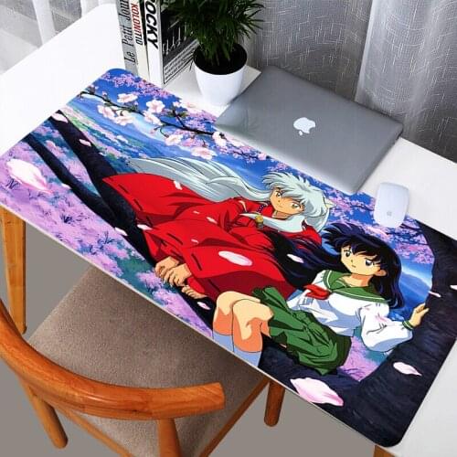 Inuyasha Kagome 900x400x2mm Large Game Mouse Pad For Csgo Gaming Mousepad Xl Players Locking Edge Laptop Mat Keyboard Mouse Mat