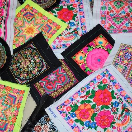 High Quality Cotton Thread Cross Stitch Embroidery Patch Big BOHO Mandala Applique Patches for Clothing DIY Bag 30x30cm