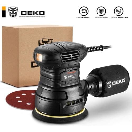 DEKO DKSD125J1 350W Random Orbit Sander with Dust exhaust and Hybrid dust canister