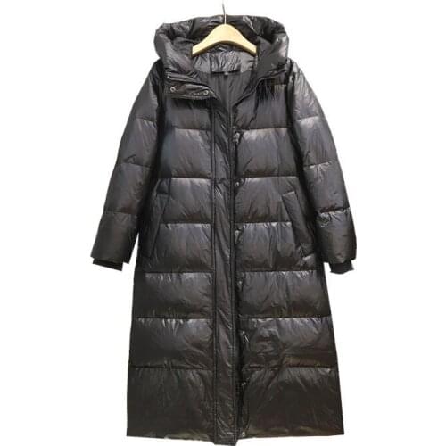 Long down jacket coat over-the-knee cultivate ones morality show thin hooded eiderdown outerwear small quilt ladies