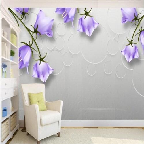 Purple flower wallpapers 3d murals wallpaper for living room Embossed purple hand painted orchid flower butterfly 3dwallpapers
