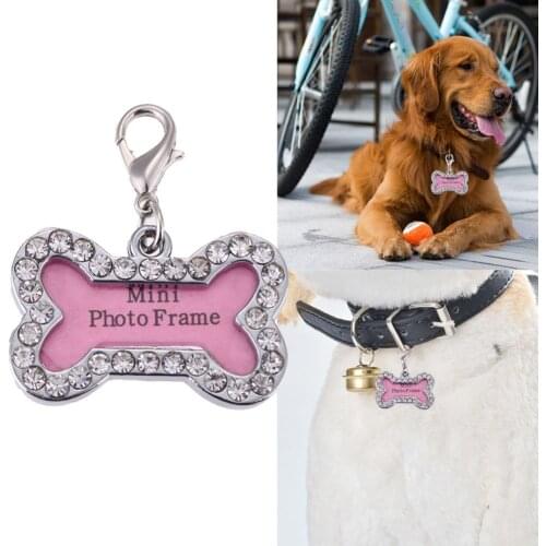 Pet Collars Pendant Fashion Bone Rhinestone Identity Card Heart Pendant Pearl Pet Jewelry Fancy Name Pendants