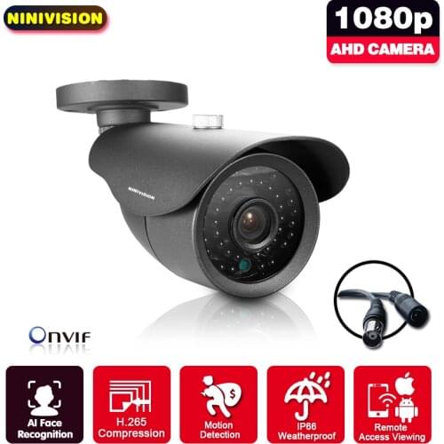 NINIVISION 2MP HD CCTV 1080P AHD -H Camera 3000TVL Outdoor Waterproof Metal Black Bullet IR Security Surveillance Camera