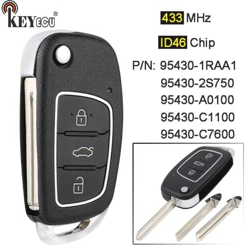 KEYECU 433MHz ID46 Chip P/N: 95430-1RAA1 Replacemen 3 Button Remote Car Key Fob for Hyundai IX35 Tuscon Accent Creta Sonata i20