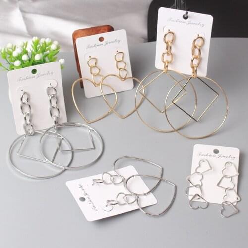 Exaggerated Big Hanging Earrings Hollow Chain Personality Heart Drop Earrings for Women fashion jewelry boucles d'oreilles