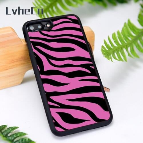 LvheCn Silicone Rubber Phone Case Cover for iPhone 6 6S 7 8 Plus X XS XR 11 12 Mini Pro Max Pink Tiger Animal Print