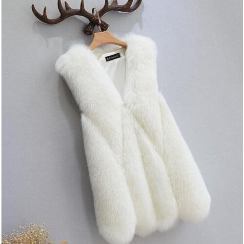 Fashion Woman Autumn winter Faux Fur Vest Female Oversize Rabbit Fur Coat Sleeveless Outerwear Casual Warm Artificial Fur Jacket