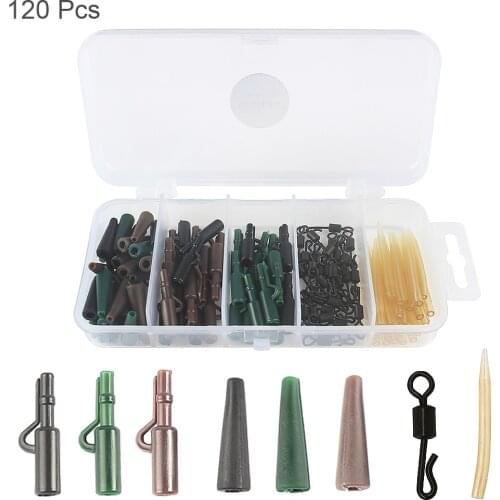 120pcs/lot Carp Fishing Accessory Kit Including Lead Safety Clips Quick Change Swivels Anti-tangle Sleeves with Box