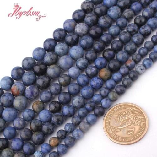 Natural A Grade Blue Dumortierite Smooth Round 6/8/10mm Stone Beads For DIY Necklace Bracelet DIY Jewelry Making Strand 15"