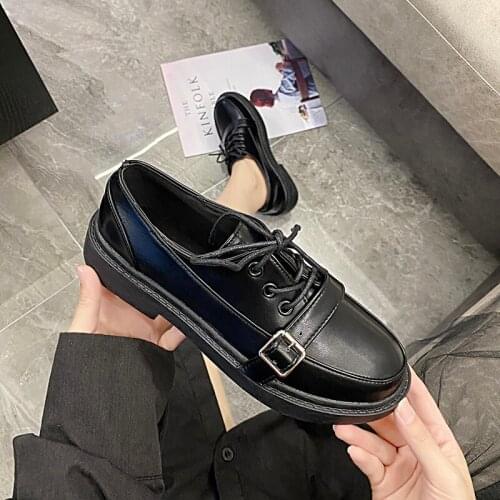 2020 autumn new small leather shoes female British style Korean style wild student platform platform shoes womens shoes