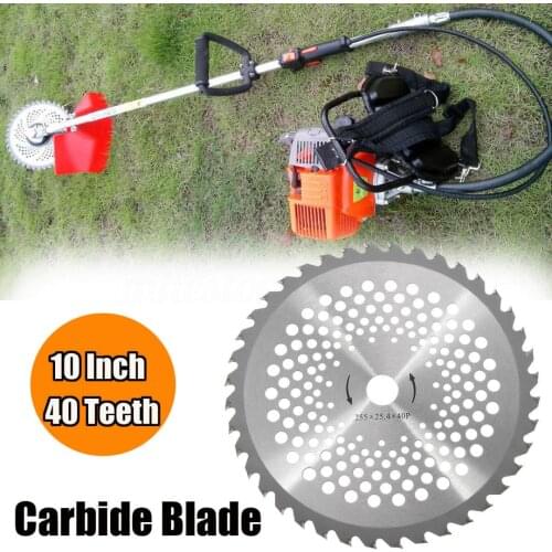 NEW 10 inch 40T Brush Cutter Blade Steel Lawn Mower Blade Bore Dia. 25.4mm Carbide Tip Garden Replacement Parts