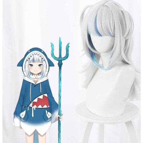 Hololive Gawr Gura Cosplay Wig Heat Resistant Synthetic Hair Party Wigs