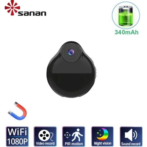 Wearable Mini Camera WiFi Wireless Remote Monitor 1080P HD Night Vision Home Security Protection Surveillance IP Cameeras PIR