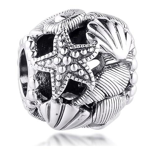 Fit Pandora Bracelet DIY Beads Original S925 Silver Openwork Starfish Shells Hearts Charm For Jewelry Making Women Gift