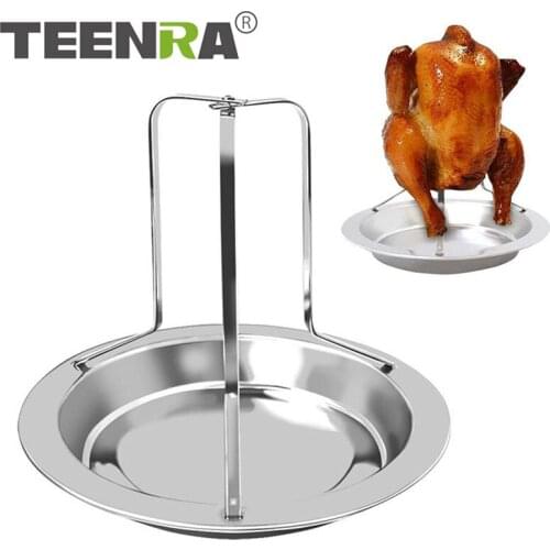 TEENRA Stainless Steel Chicken Holder Chicken Turkey Roaster Oven Rotisserie Upright Beer Can Chicken Holder For Outdoor Camping