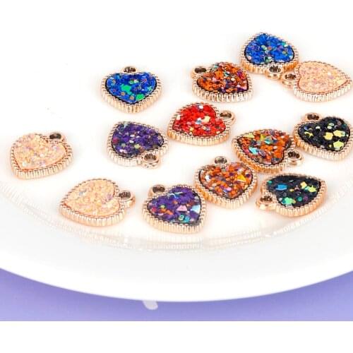 10x15mm Acrylic PVC Sequins Love Pendant 6Pcs/Lot Hole 3.5mm Charms jewelry findings For DIY Earrings Jewelry Accessories