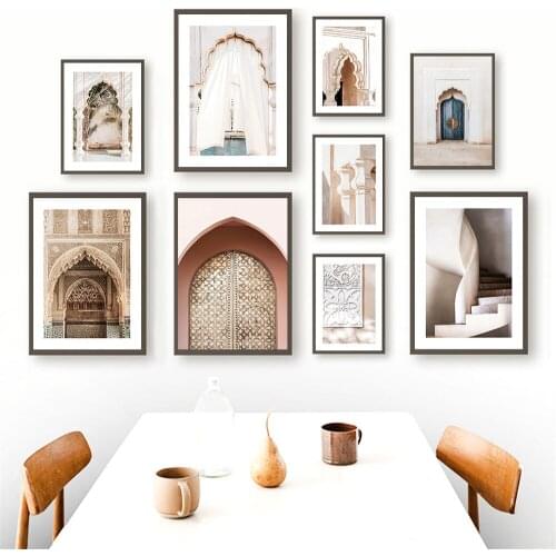 Morocco Door Poster Arabic Architecture Canvas Painting Islamic Wall Art Prints Mosque Posters Wall Pictures Living Room Decor