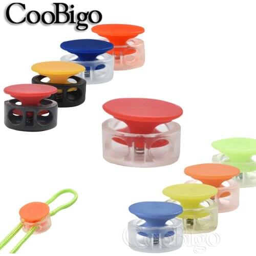 25pcs Colorful Frost 2 Hole Round Cord Lock Stopper Transparent Toggle Clip for Shoelace Rope Paracord Lanyard Accessories
