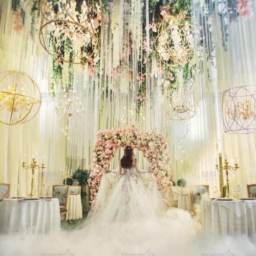 Iron Mars wedding props new collapsible aerial ceiling pendant window decoration wedding layout ornaments Artificial flower arch