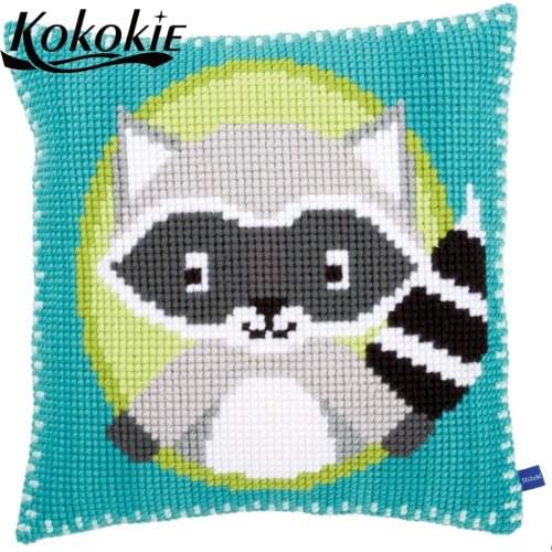 Diy cross stitch pillow kits cartoon cushion mat throw pillowcase embroider needlework kits fabric embroidery yarn pillowcase