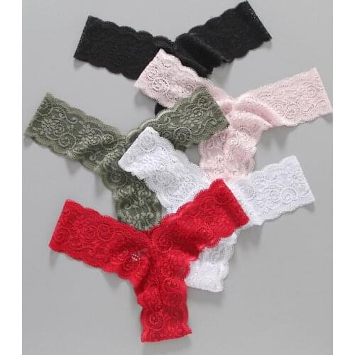 5pcs Sexy Panties For Woman Lace Thongs Underwear For Women Female T-back Sexy G-string Underpants Ladies Intimates New BANNIROU