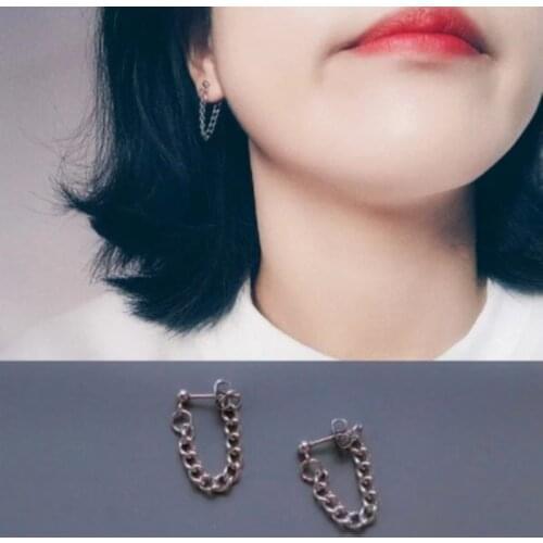 Ex932 Korea punk simple unisex alloy geometry snake bone chain earrings temperament jewelry accessories