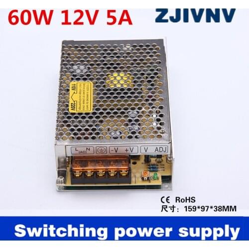 High Quality LED driver 12v switching power supply 60W 12V 5A for Led Strip LED display billboard industrial equipment (s-60-12)